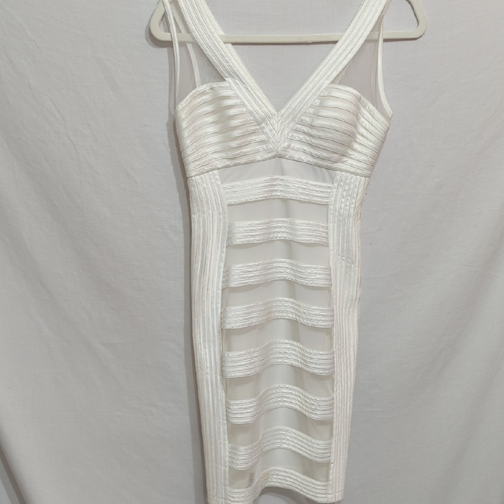 Elegant White Striped Dress
